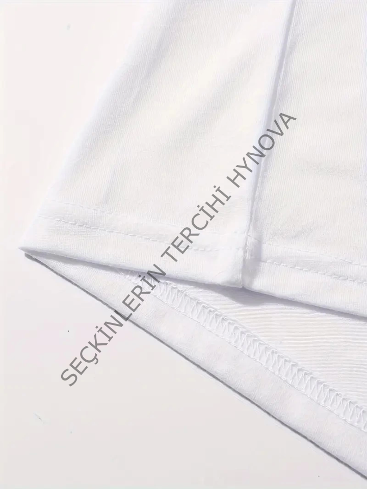 Baskılı Oversize Bisiklet Yaka T-shirt - Beyaz