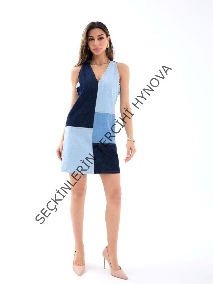 7385 KOT ELBİSE-MAVİ