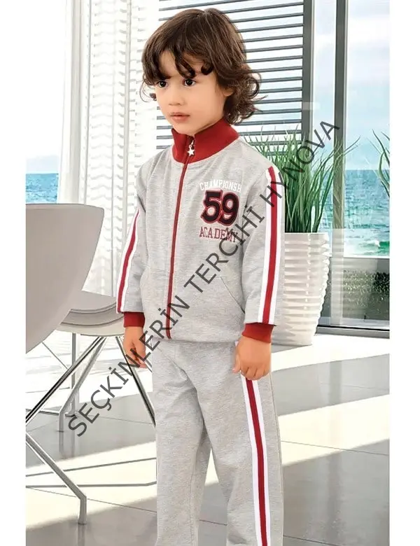Erkek Çocuk Yakalı Fermuarlı Eşofman Takımı 5036 HMD