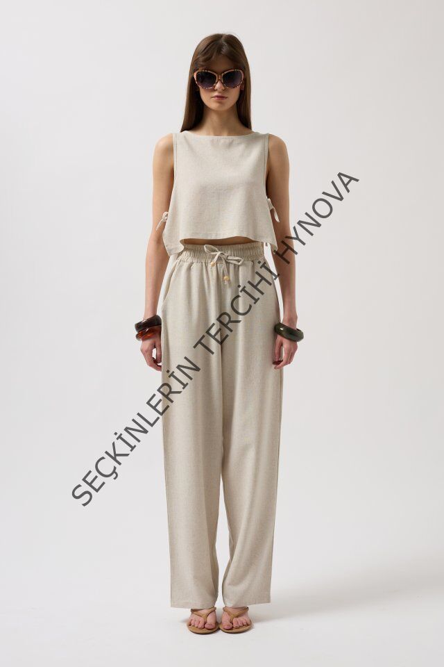 Yandan Bağlamalı Crop Bluz