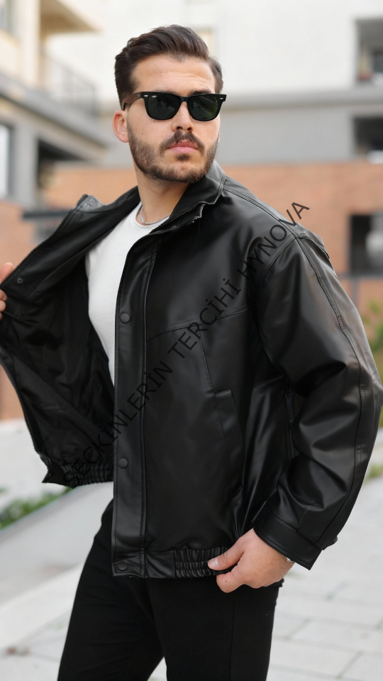 Erkek Içi Astarlı Oversize Deri Ceket