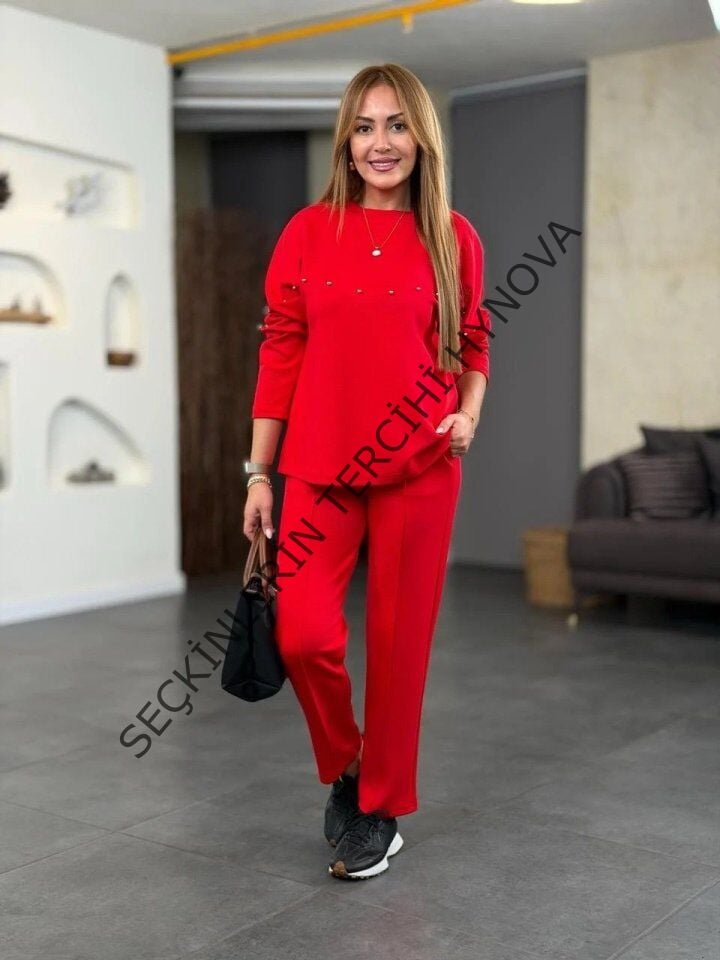 Kadın Inci Detay Modal Kumaş Ikili Takım