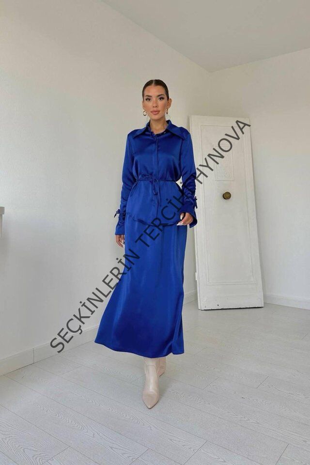 Saks Biyeli Gömlek Ve Etek Takım