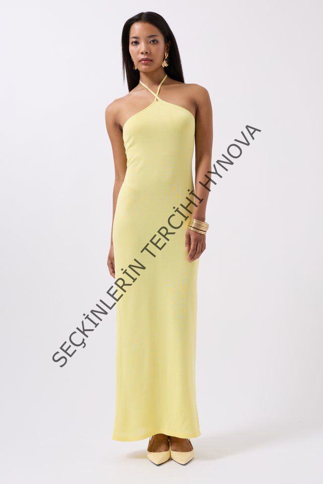 Çapraz Askılı Maxi Elbise