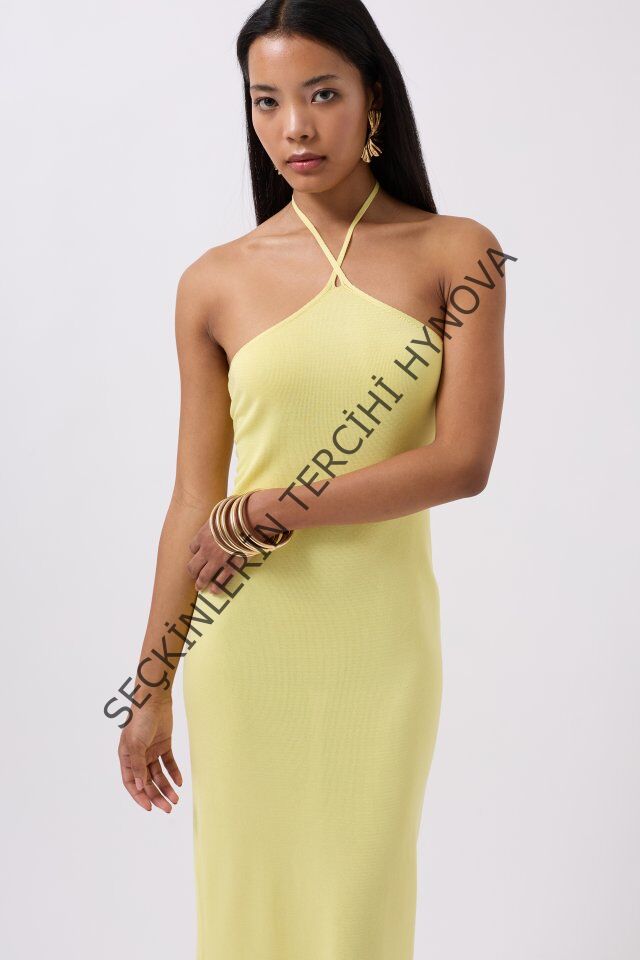 Çapraz Askılı Maxi Elbise