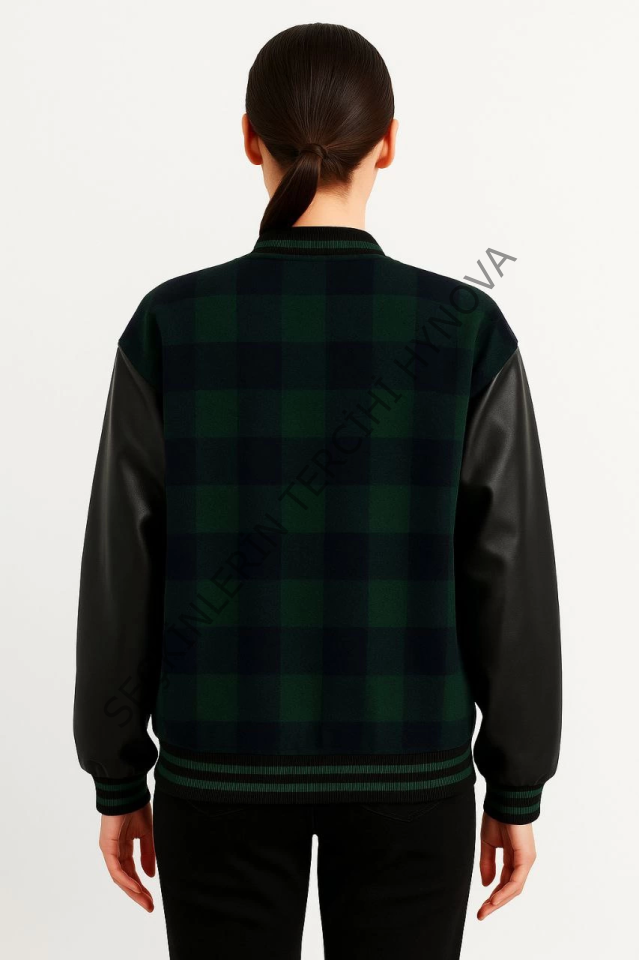 Kolları Suni Deri Içi Astarlı Oduncu Kolej Içi Ceket - Haki