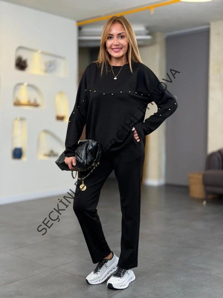 Kadın Inci Detay Modal Kumaş Ikili Takım