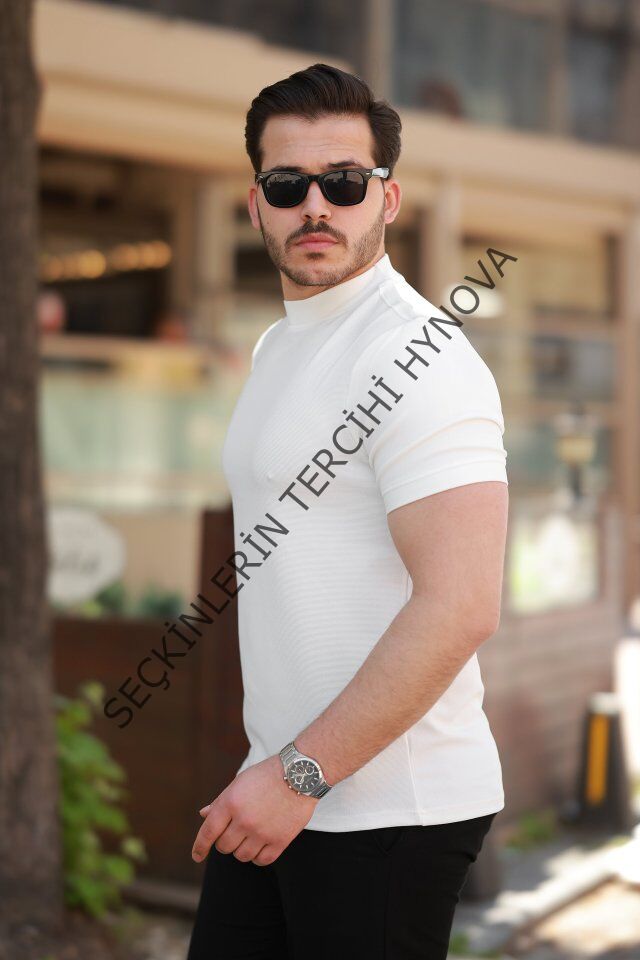 Erkek Yarım Balıkçı Yaka Kısa Kollu T-shirt