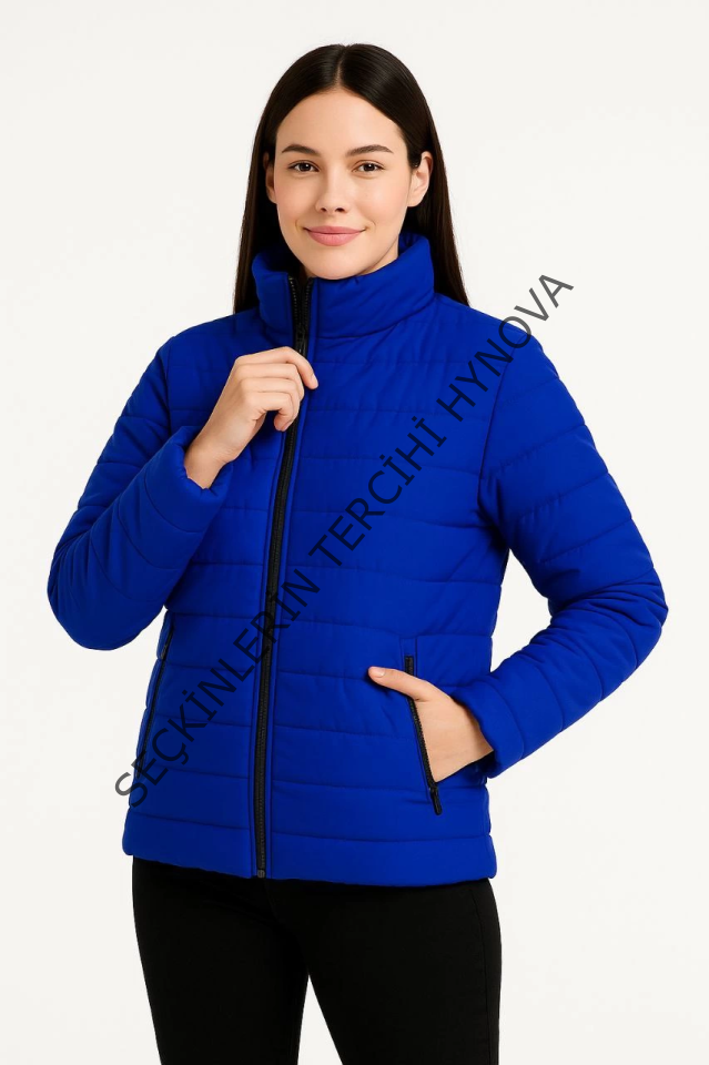 Bomber Mont Ceket – Su İtici Kumaş, Kapitone Astarlı, Fermuarlı, Kışlık - Saks Mavisi