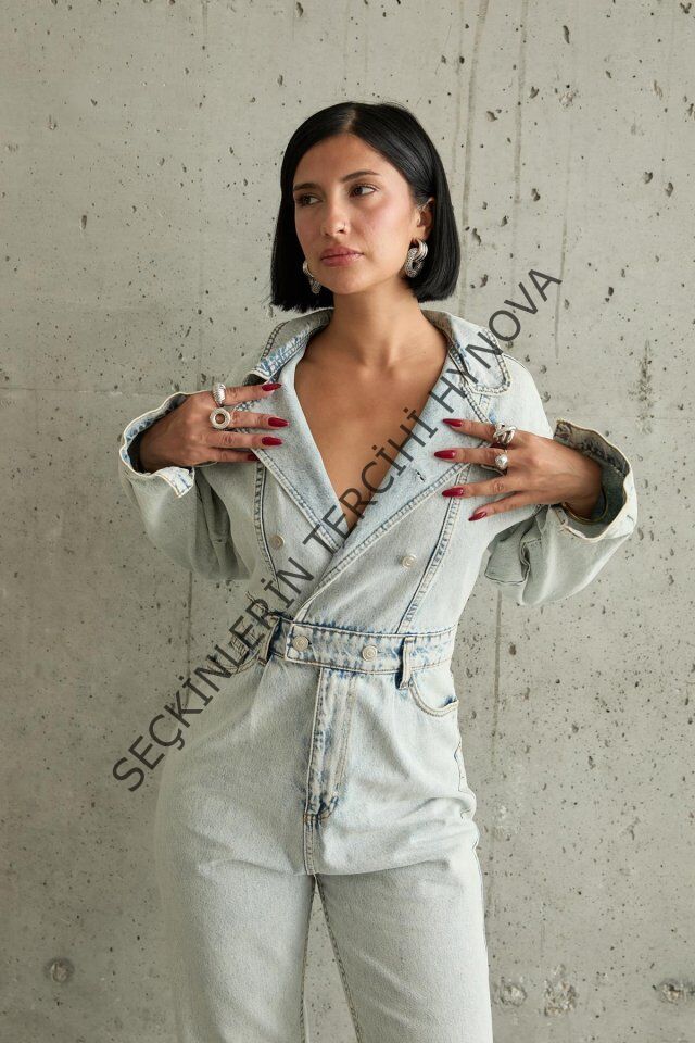 Kar Yıkama Blue Denim Tulum