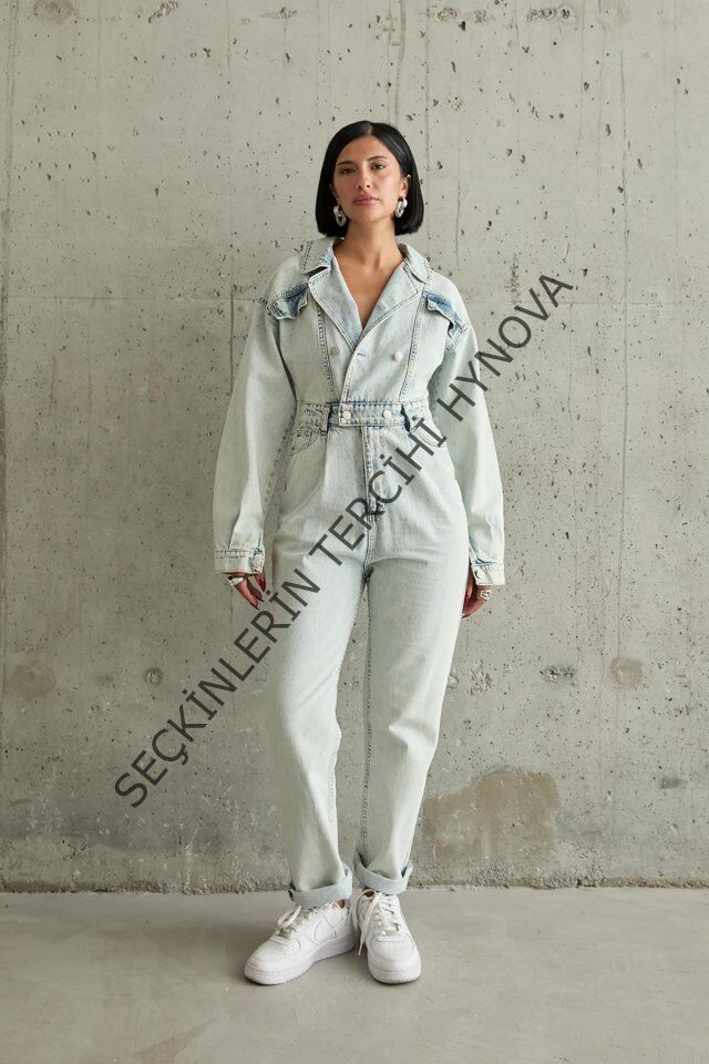 Kar Yıkama Blue Denim Tulum