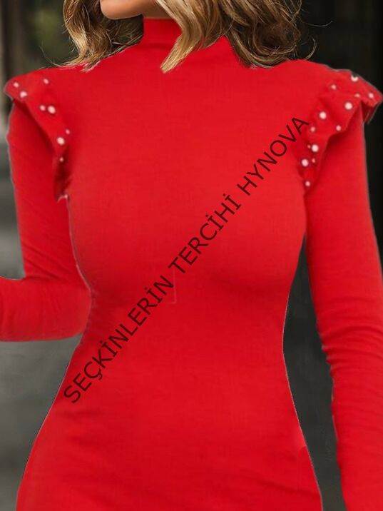 Omuz Inci Detay Kaşkorse Elbise