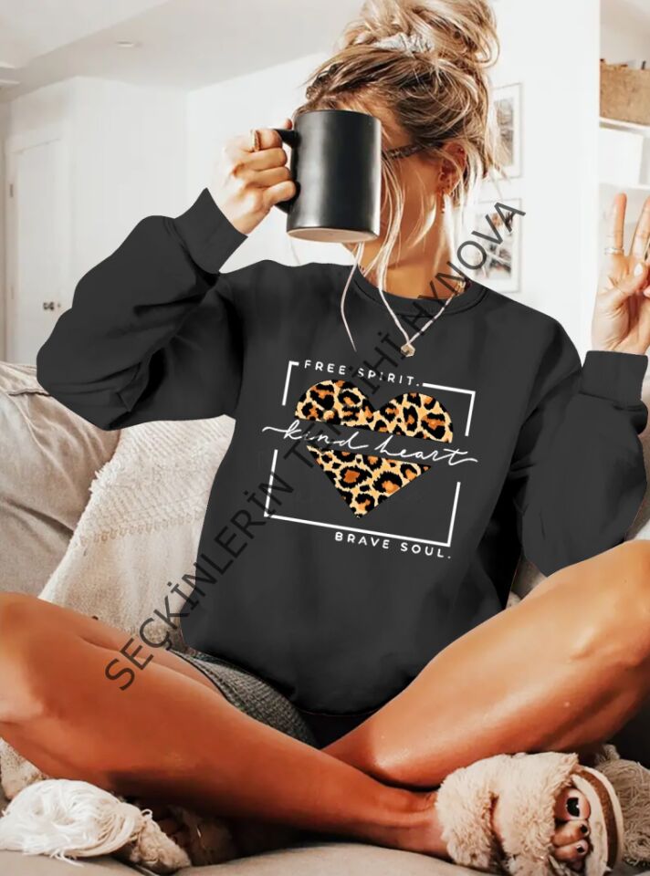 Kadın Uzun Kollu Bisiklet Yaka Desenli Viskon Iki Iplik Bluz