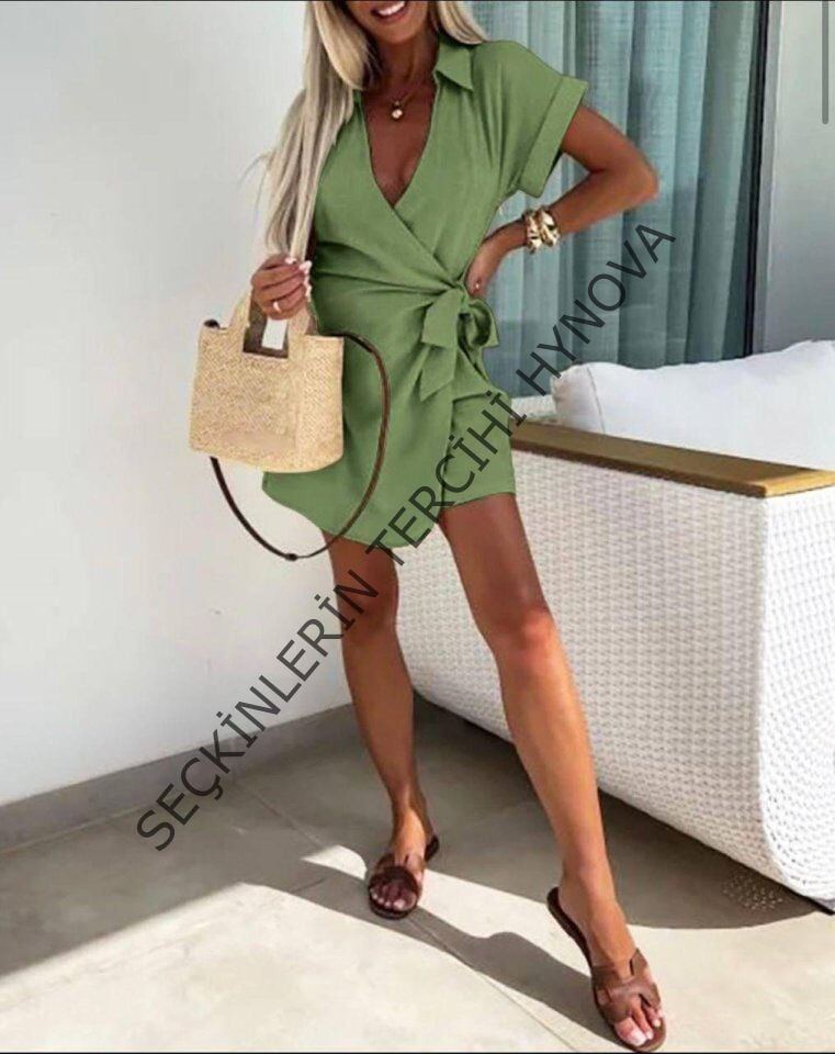 Kadın Keten Kumaş Gizli Fermuar Ve Belde Kuşak Detaylı Tulum