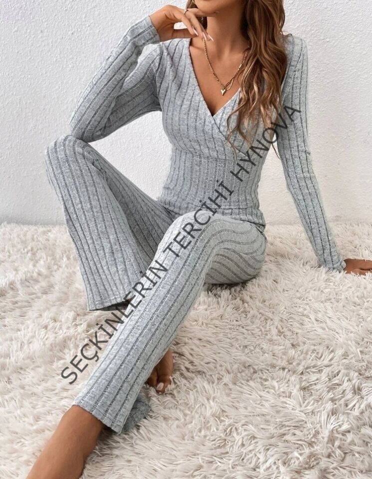 Kadın Uzun Kollu şardonlu Kaşkorse Ikili Takım