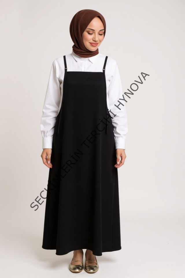 Kadın Siyah Basic Ayarlanabilir Askılı Jile Elbise – Şık, Rahat ve 4 Mevsim Kullanıma Uygun