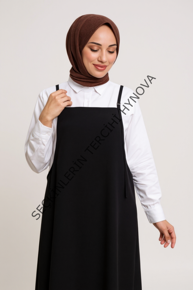 Kadın Siyah Basic Ayarlanabilir Askılı Jile Elbise – Şık, Rahat ve 4 Mevsim Kullanıma Uygun