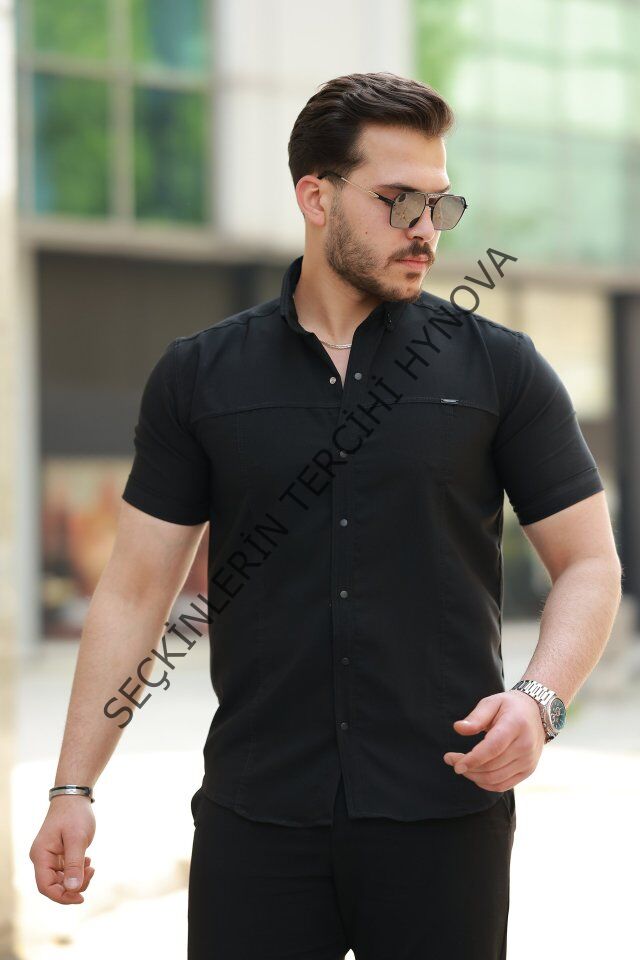 Erkek çıtçıt Düğmeli Kısa Kollu Gömlek