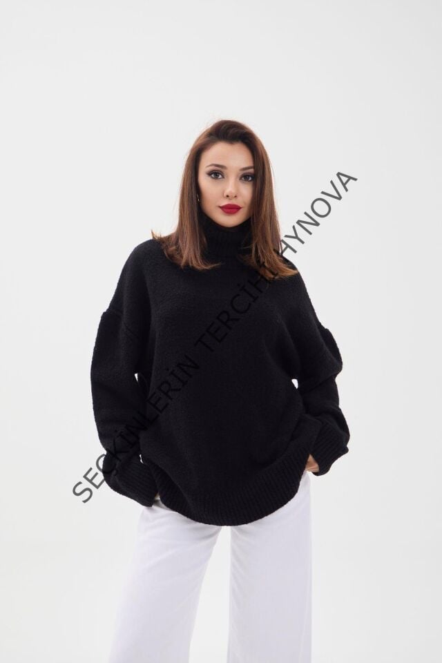 43151 TRİKO BALIKÇI SALAŞ KAZAK-SİYAH