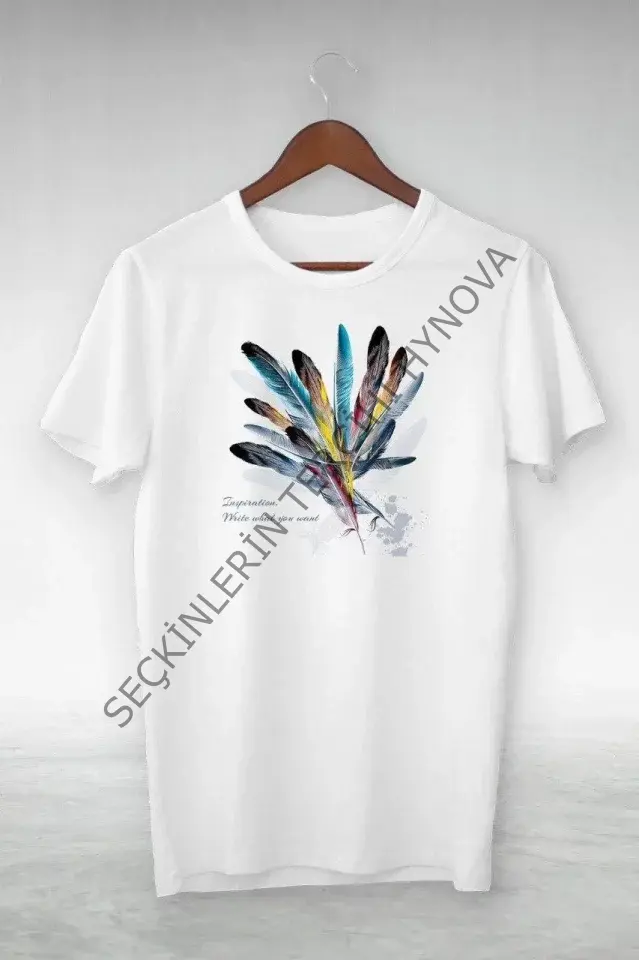 Unisex Baskılı Oversize T-Shirt - Beyaz