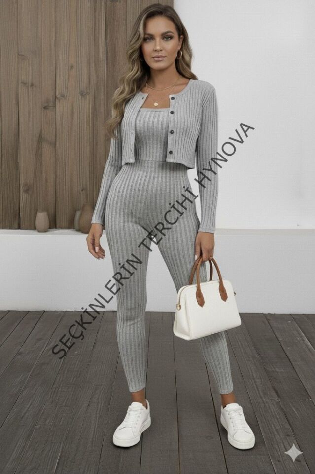 Kadın Uzun Kollu şardonlu Kaşkorse Straplez Ile Kısa önden Düğmeli Ceket Ikili Takım