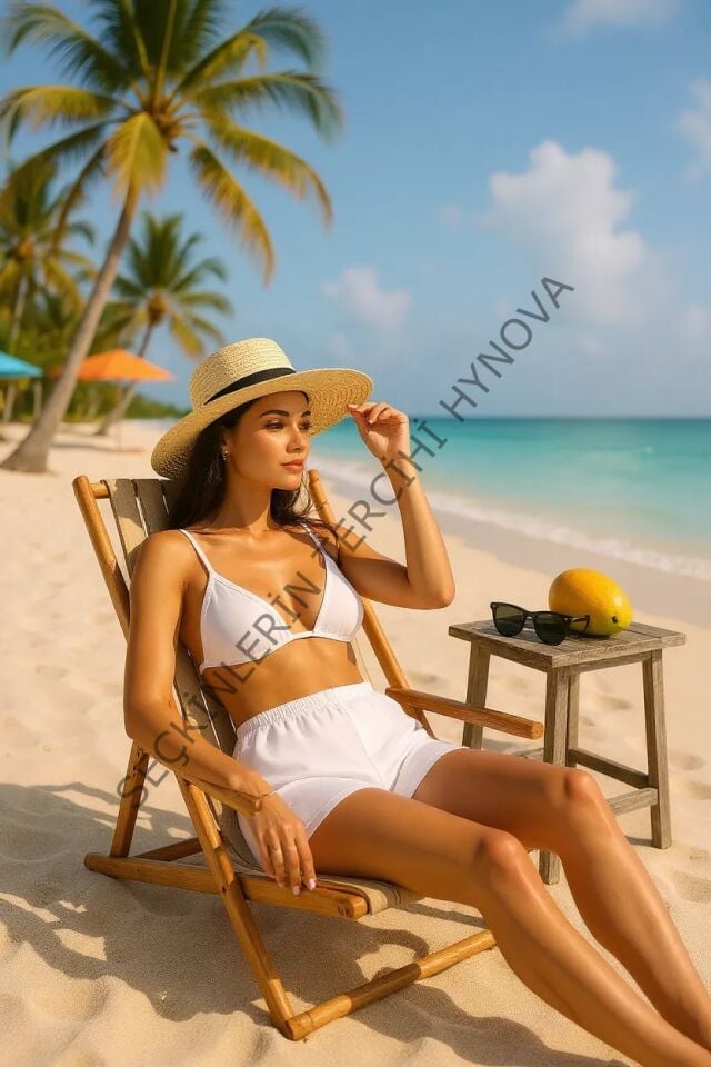 Kadın Beyaz Şortlu Belden ve Boyundan Bağlamalı Bikini Takımı – Modern, Konforlu ve Günlük Kombinlere Uygun