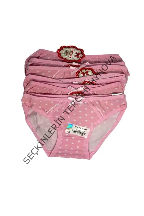 2588  Berrak  Kız  Pembe  Baskılı Bikini 6 Adet 1-2 Yaş