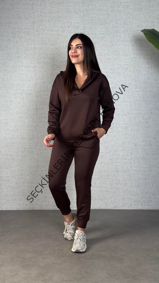 Kadın Uzun Kollu Kapüşonlu Ikili Takım