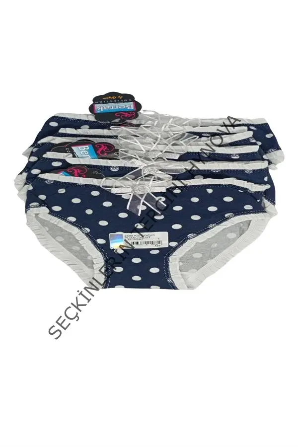 2595  Berrak  Lacivert Renkli Beli Dantelli Çocukı Bikini 6 Adet 1-2 yaş