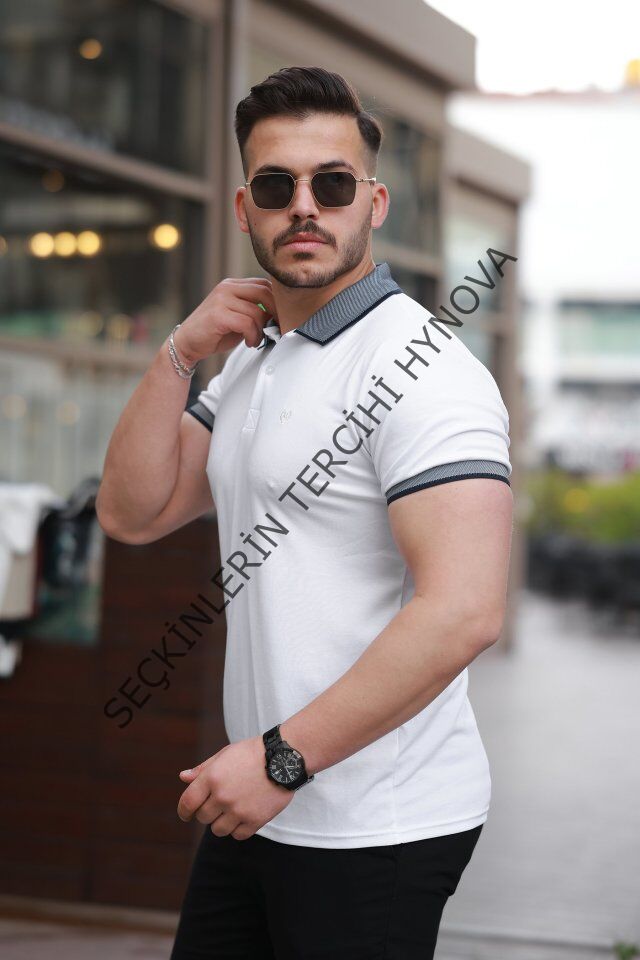 Erkek Yakalı Kagi Kumaş Kısa Kollu T-shirt