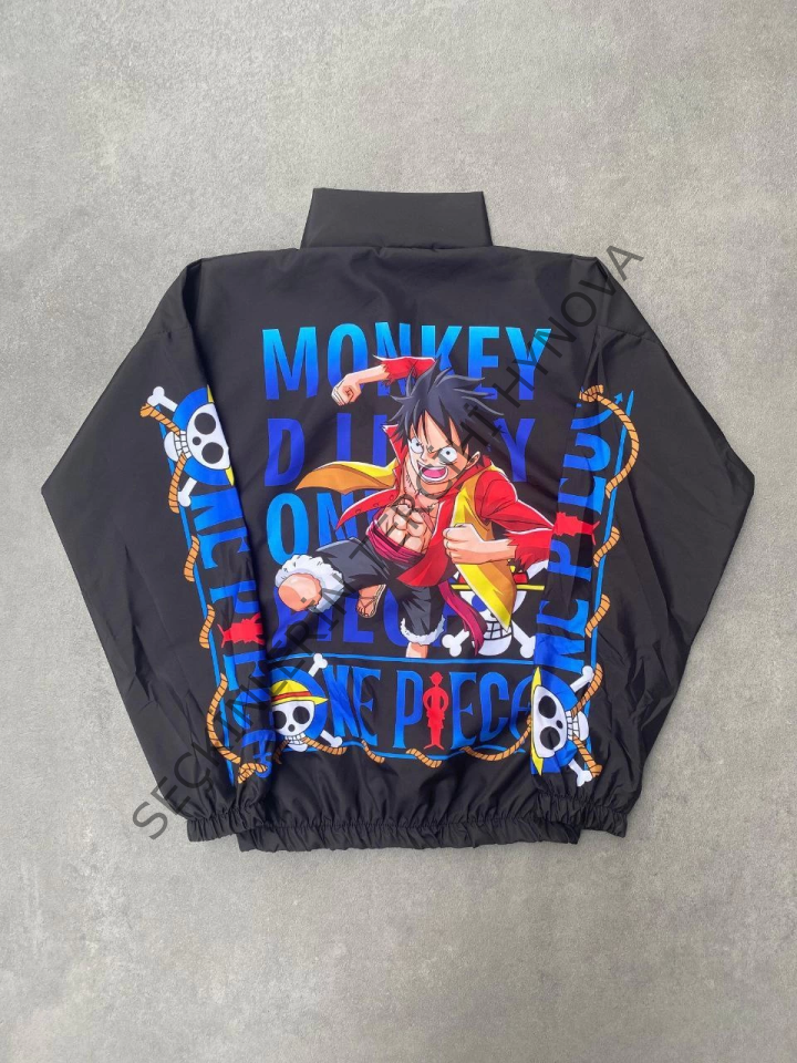 Unisex Fermuarlı Dijital Baskılı Rüzgarlik - Siyah