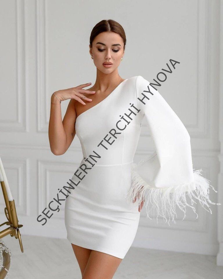 Kadın Kayık Yaka Kolu Salaş Püskül Detay Kalem Mini Elbise