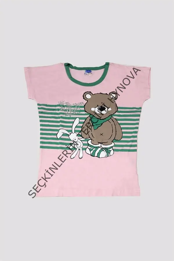 Kız Çocuk Ayıcık Desenli Alt Üst Pijama Takımı