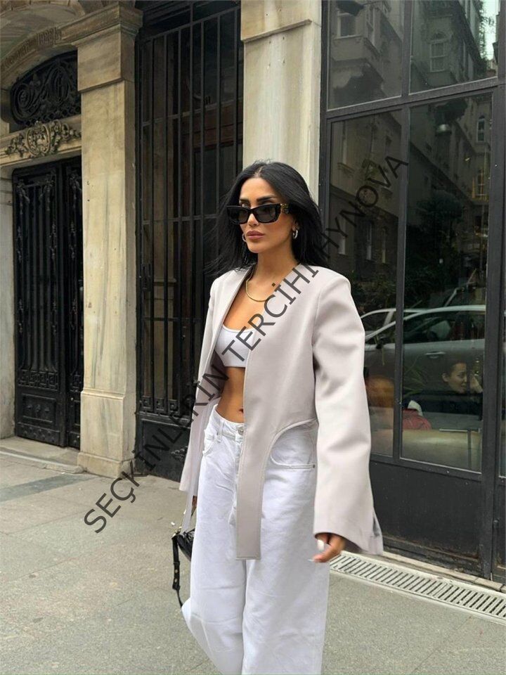 CROP CEKET BAĞLAMA KUYRUKLU - Gri