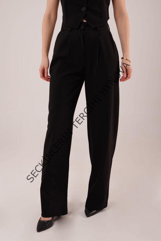 Premium Model Oturtmalı Siyah Pantolon
