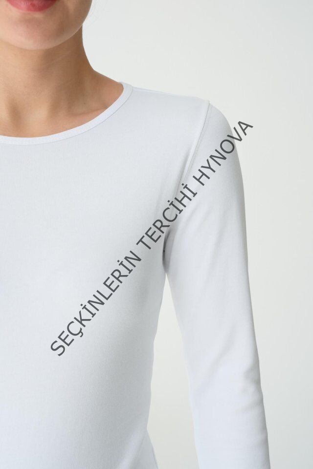 Uzun Kol Örme Body - Beyaz