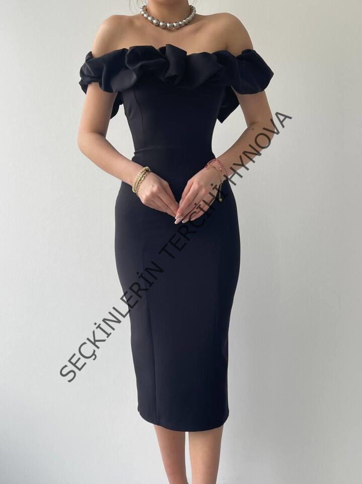 Popi Madonna Yaka Kalem Elbise