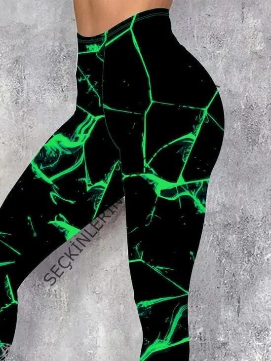 Kadın Yüksek Bel Renk Detaylı Dalgıç Tayt