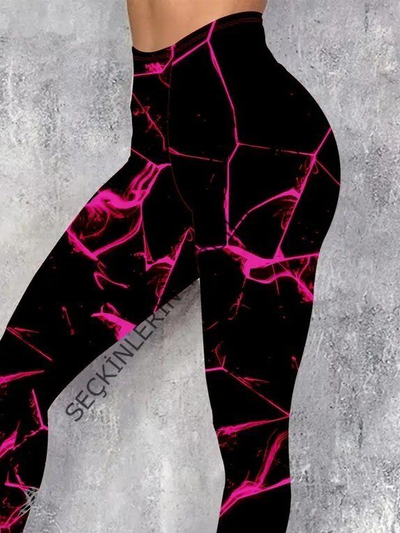 Kadın Yüksek Bel Renk Detaylı Dalgıç Tayt