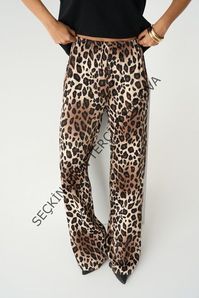 Lastikli Pantolon - Leopar