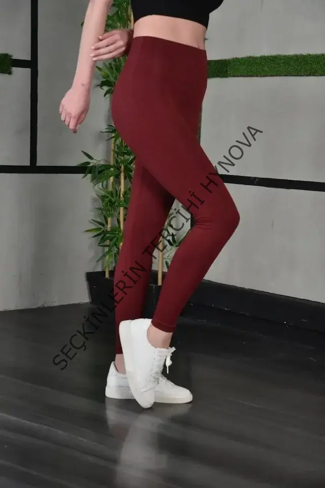 Full Likra Extra Toparlayıcı Yüksek Bel Dar Kalıp Günlük Spor Tayt - Bordo