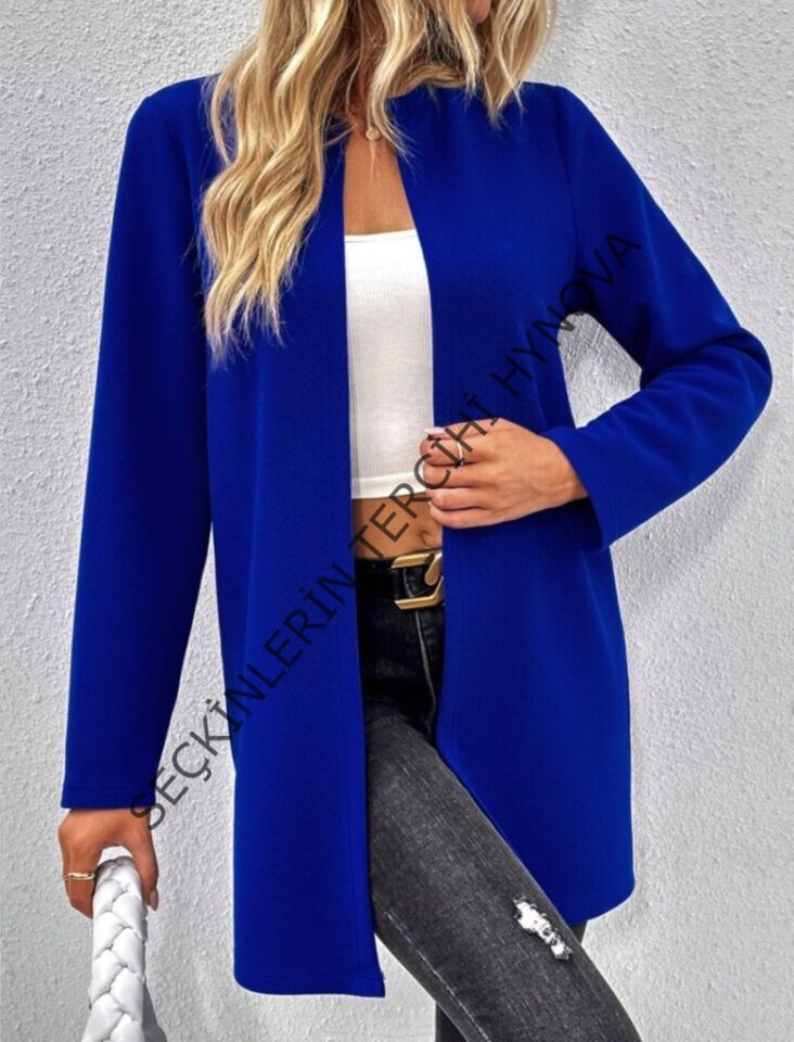 Kadın Uzun Kollu önü Açık Uzun Modal Ceket