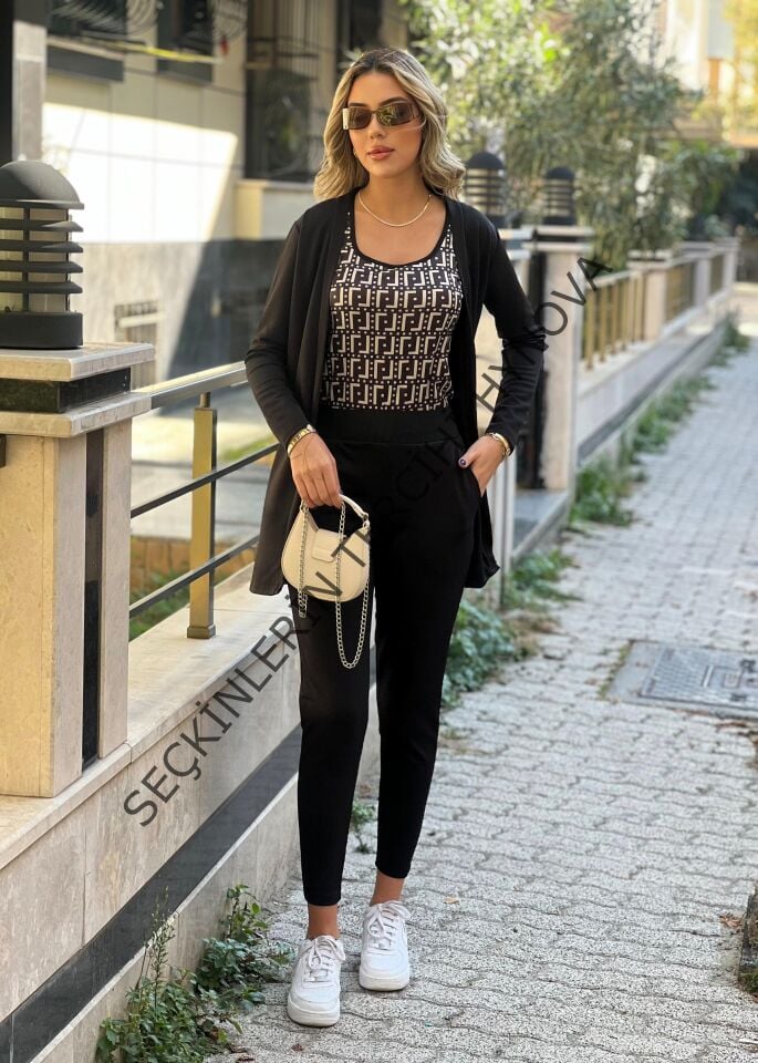 Kadın Uzun Kollukrep üçlü Takım