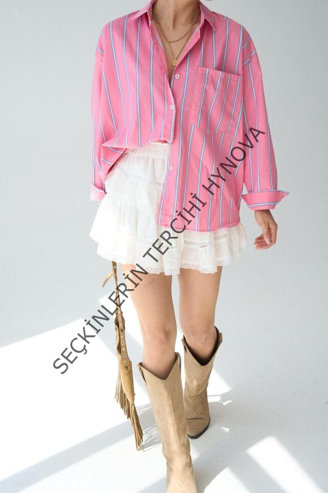 Cepli Gömlek - Pembe-Mavi