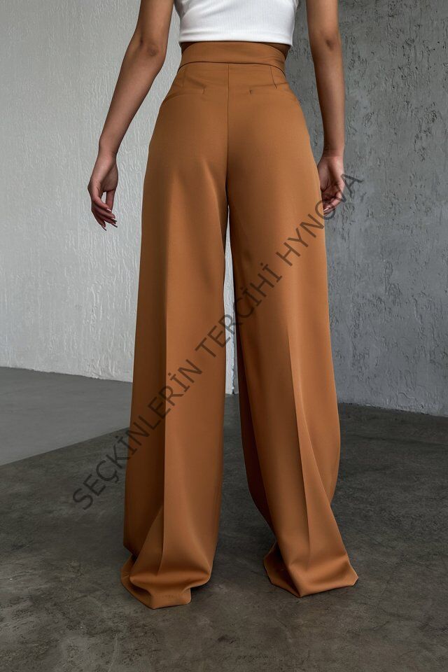 Üç Düğme Detayli Palazzo Pantolon