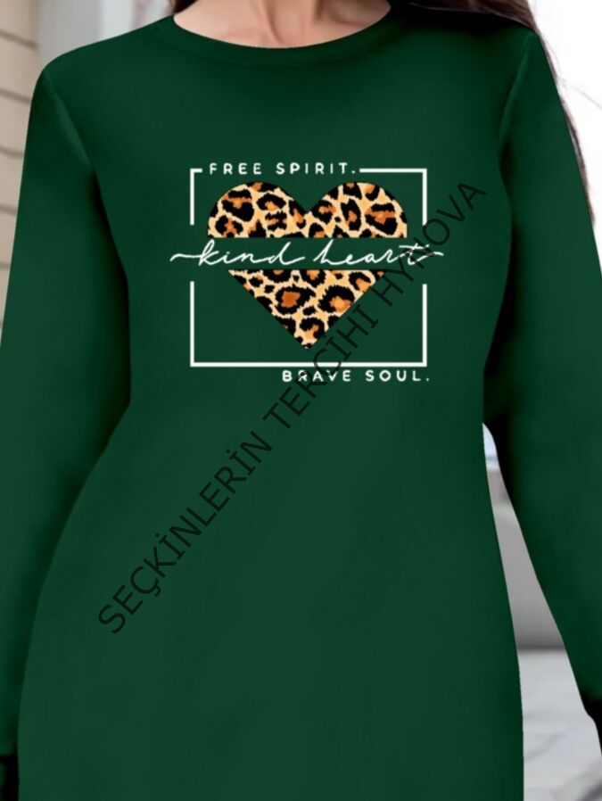 Kadın Uzun Kollu Bisiklet Yaka Desenli Viskon Iki Iplik Bluz