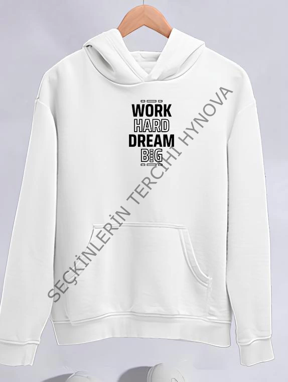 Kışlık Üç İplik Kapşonlu SweatShirt - Beyaz