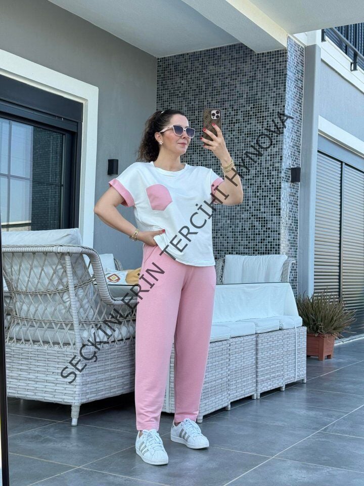 Kadın Kristal Kumaş Garnili Cep Detaylı Ikili Takım