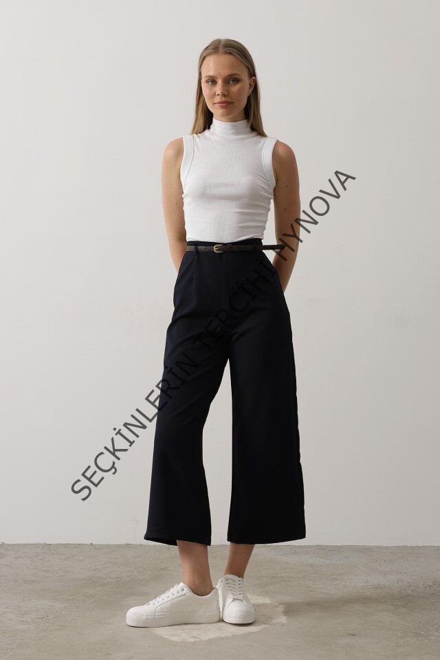 Kemer Pens Detaylı Pantolon - Lacivert