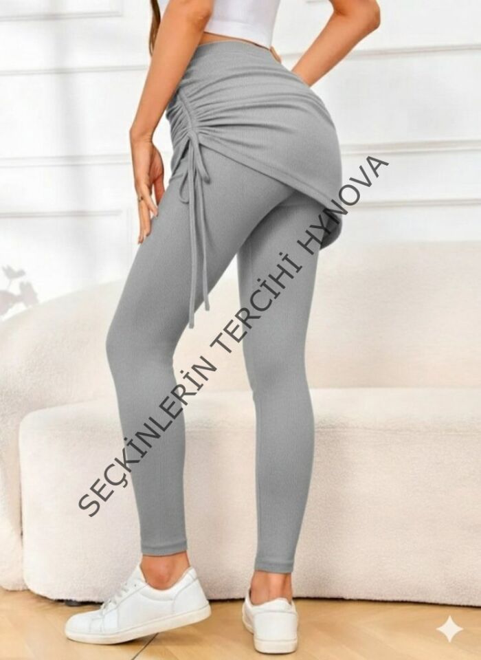 Kadın Yüksek Bel Yandan Büzgülü Alttan Uzun Kaşkorse Tayt Etek